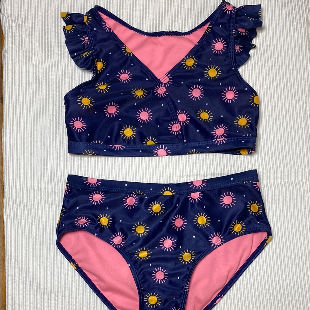 Navy Sun Print Bikini Set size Med(10-12)